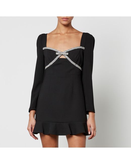 Self-Portrait Black Diamante-Embellished Crepe Mini Dress