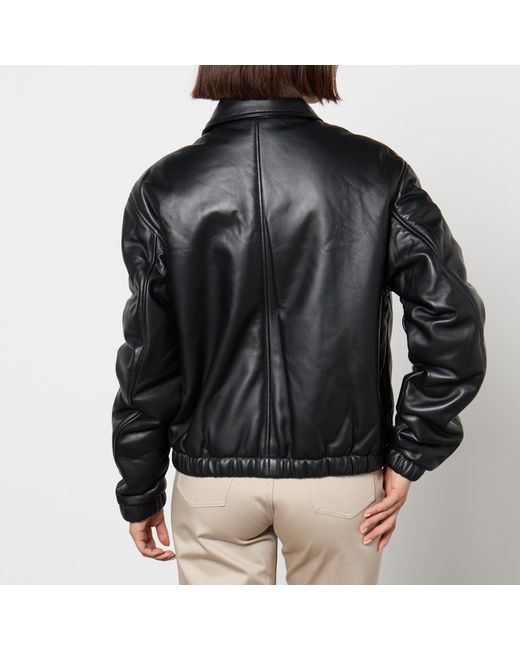 AMI Black Padded Leather Jacket