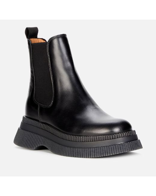 Ganni Leather Creeper Sole Chelsea Boots in Black | Lyst