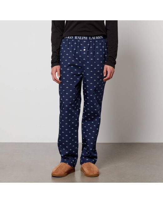 Polo Ralph Lauren Logo Cotton Pyjama Pants in Blue for Men | Lyst