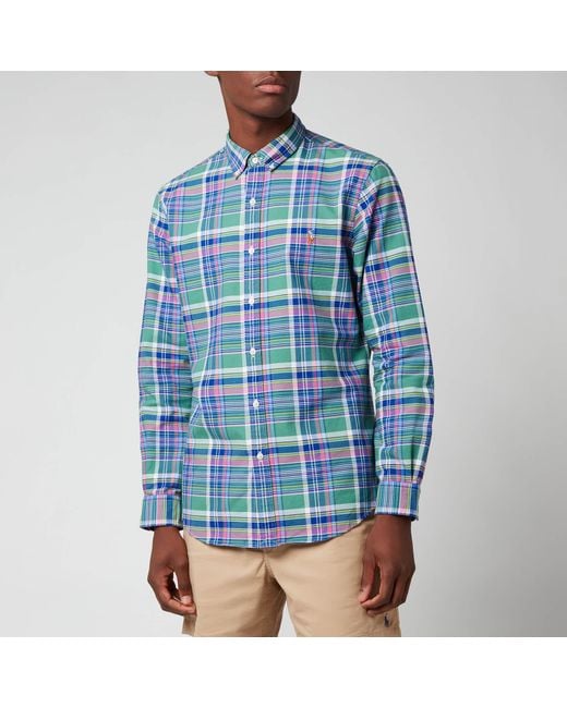 Polo ralph lauren slim fit plaid oxford shirt Clearance