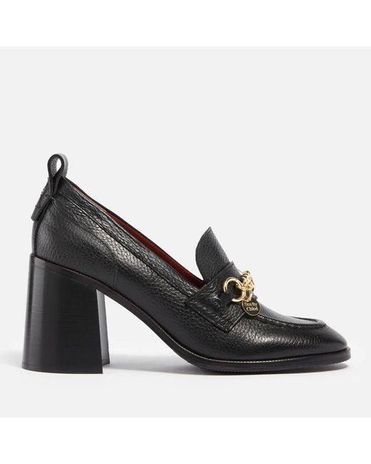 See By Chloé Black Aryel Leather Heeled Loafers