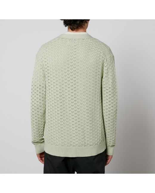 NN07 Green Manuel Crocheted Cotton Cardigan for men
