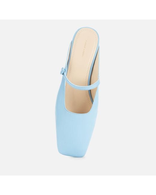 Mansur Gavriel Square Leather Mary Jane Mules in Blue Lyst