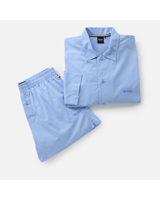 Boss Blue Cooper Striped Poplin Pyjama Set for men