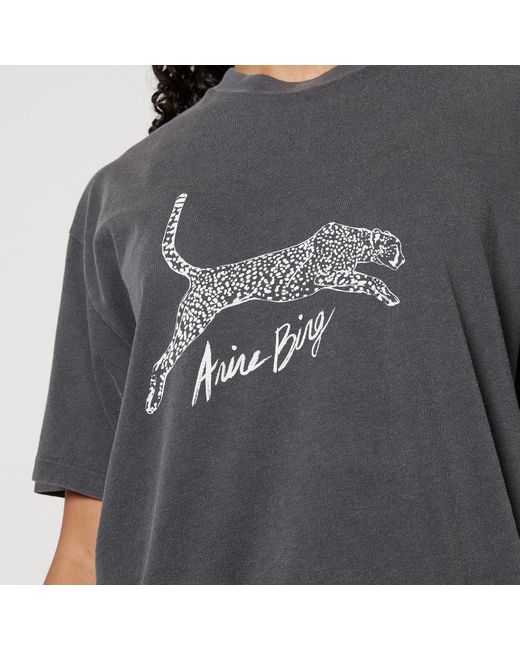 Anine Bing Gray Walker Spotted Leopard Cotton-Jersey T-Shirt