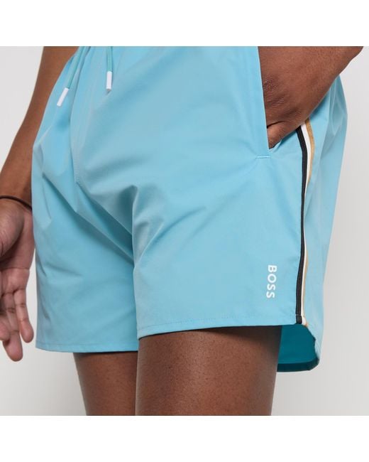 Boss Blue Iconic Stretch-Shell Swimming Trunks for men
