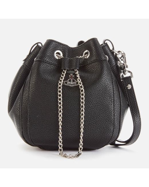 Vivienne Westwood Johanna Black Leather Bucket Bag