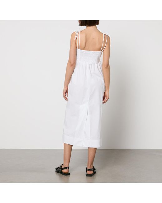 Ganni White Cotton-Poplin Midi Dress