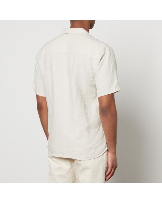 Percival White Linen Cuban Shirt for men