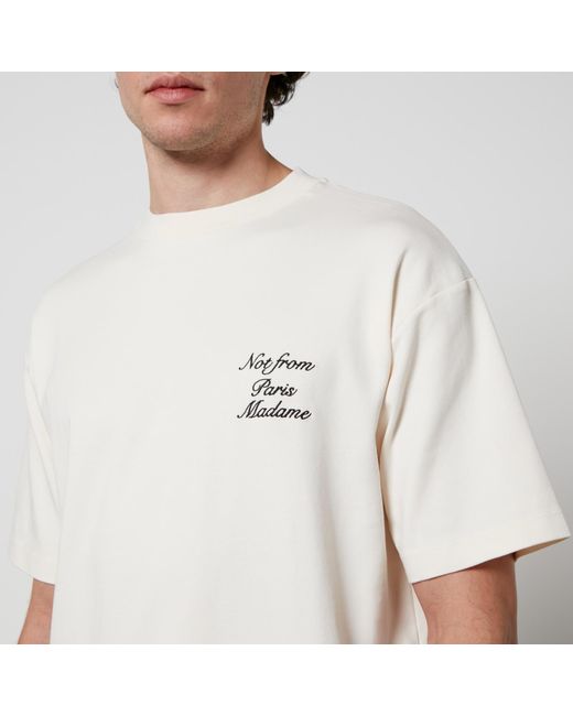 Drole de Monsieur White Le T-Shirt Slogan Cursive Cotton-Jersey T-Shirt for men