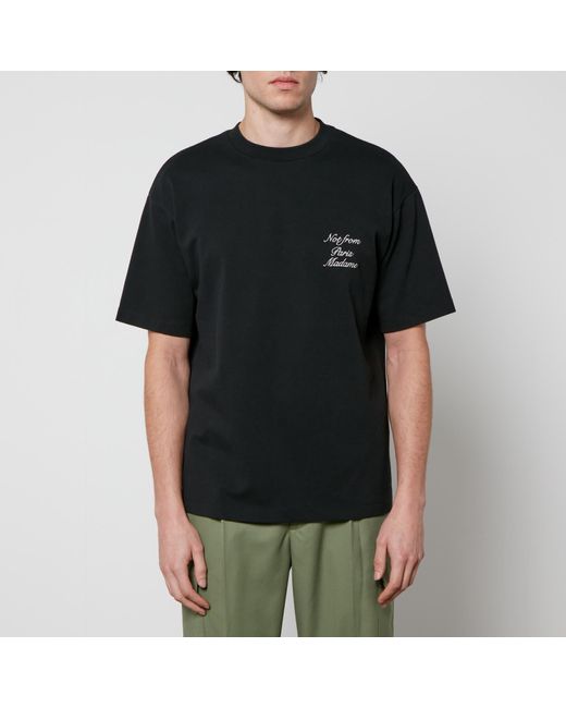 Drole de Monsieur Black Le T-Shirt Slogan Cursive Cotton-Jersey T-Shirt for men