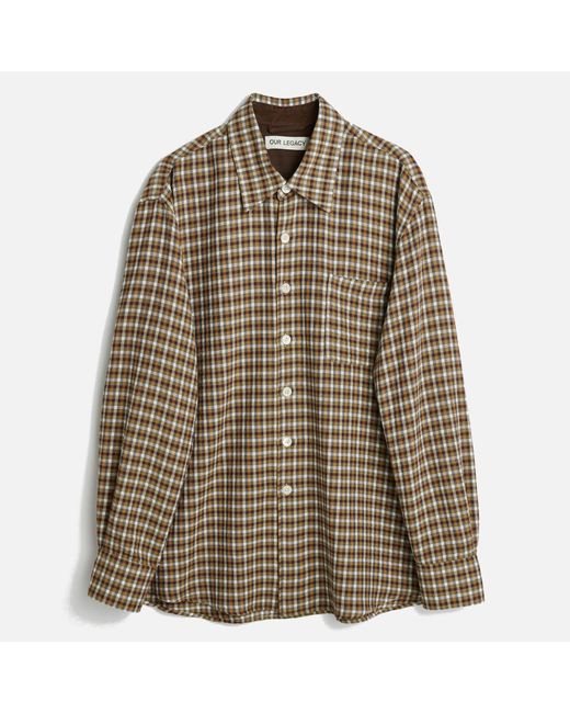 Our Legacy Brown Above Checked Flannel Shirt for men
