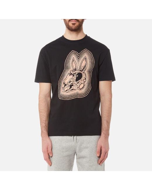 McQ Alexander McQueen Black Men's Bunny Print Dropped Shoulder Tshirt for men