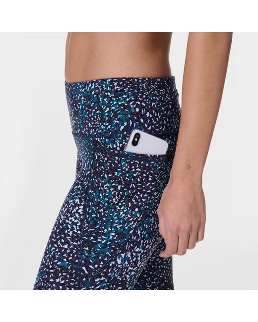 Sweaty Betty Blue Aurora Print Power Crop Workout Legging