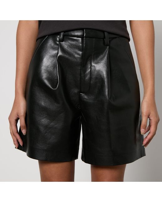 Anine Bing Black Recycled Leather And Faux Leather Carmen Shorts