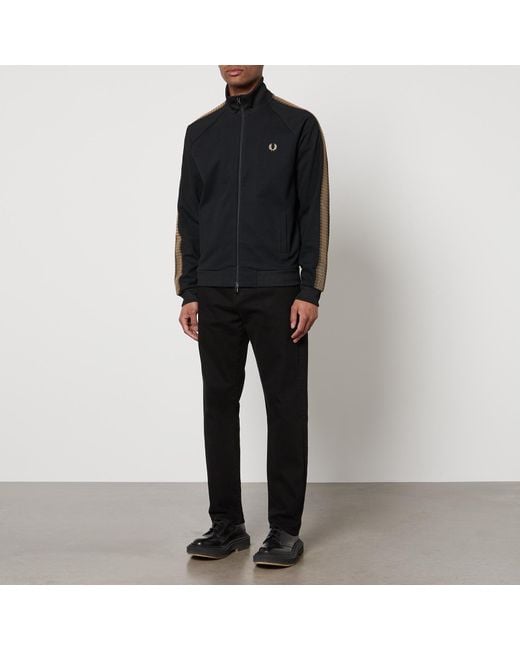 Fred Perry Black Embroidered Cotton-Blend Track Jacket for men