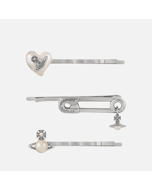 Vivienne Westwood White Tilde Three-pack Silver-tone Hair Clips