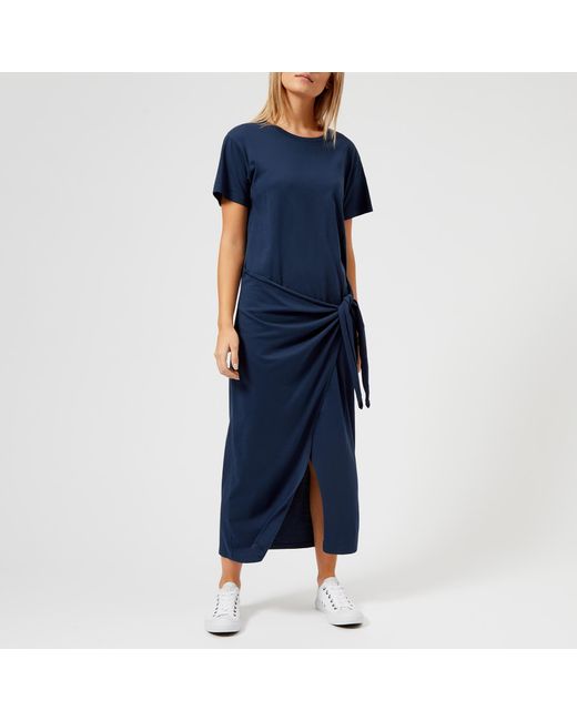 Polo Ralph Lauren Cotton T-shirt Dress With Tie Front in Navy (Blue) | Lyst