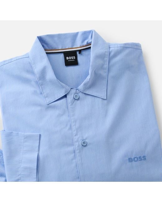 Boss Blue Cooper Striped Poplin Pyjama Set for men