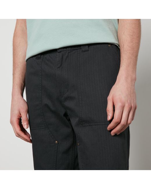 Corridor NYC Black Cotton-Herringbone Straight-Leg Trousers for men