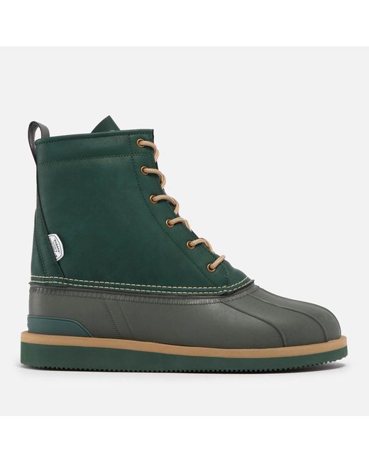 Suicoke Green Alal-Wpab Faux Leather Boots for men