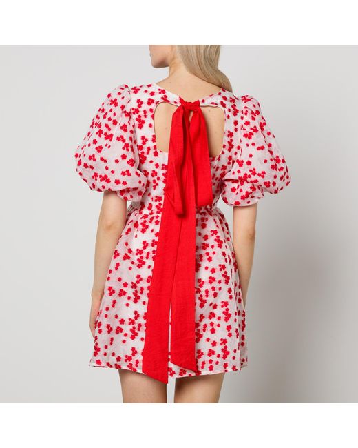 Sister Jane Red Dream Floral-Jacquard Organza Midi Dress