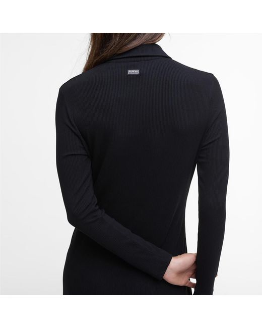 Barbour Black Della Ribbed-Jersey Maxi Dress