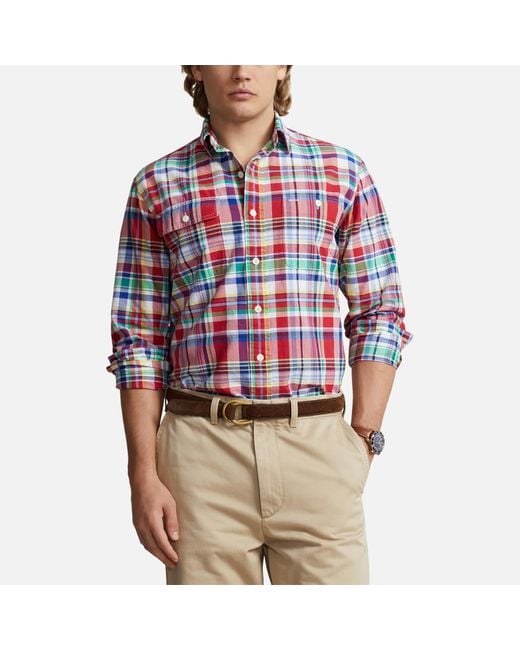 Polo Ralph Lauren Kariertes Custom-Fit Oxfordhemd in Red für Herren
