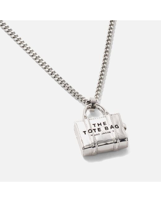 Marc Jacobs Metallic Silver-plated Tote Bag Pendant Necklace