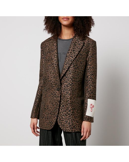 Golden Goose Deluxe Brand Brown Leopard Jacquard Wool-blend Blazer