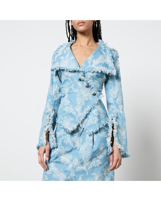 Vivienne Westwood Blue Worth More Frayed Denim-Jacquard Jacket