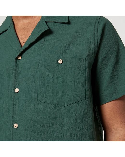 Percival Green Cotton-Blend Seersucker Shirt for men
