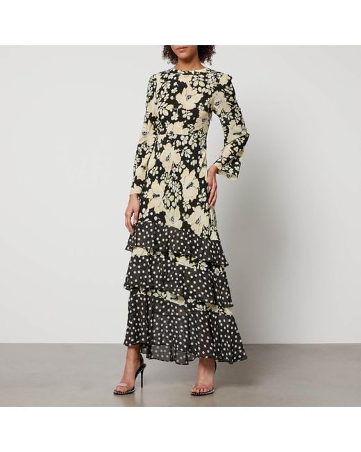 Rixo Black Johanne Floral-Print Silk-Crepe Maxi Dress