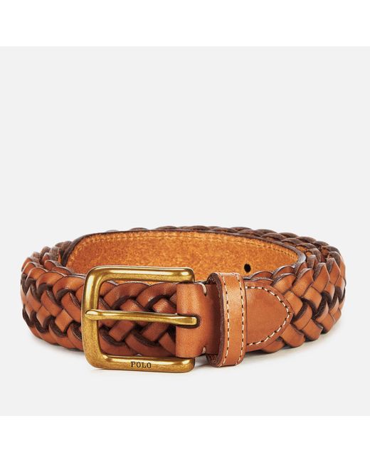 Polo Ralph Lauren Brown Westend Braid Leather Belt for men