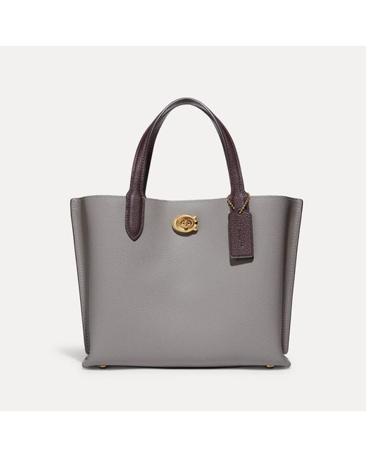 COACH Willow 24 Leather And Canvas-blend Tote Bag in Grey | Lyst UK