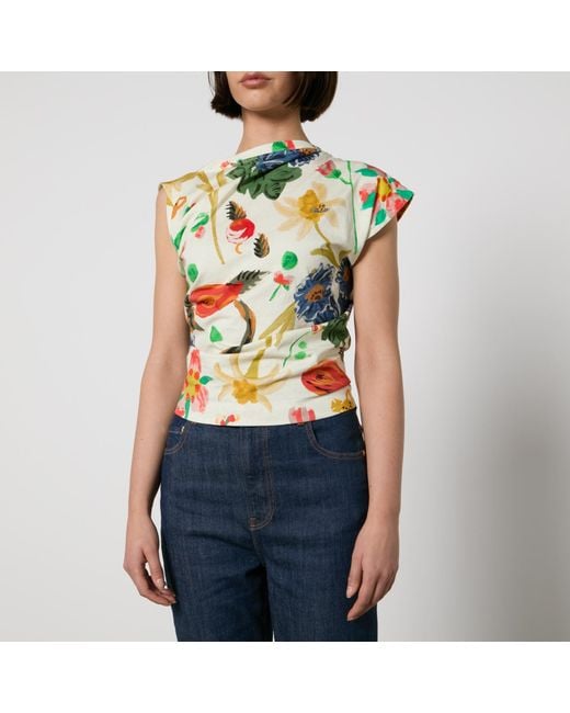 Vivienne Westwood Green Hebo Floral-Print Cotton Top