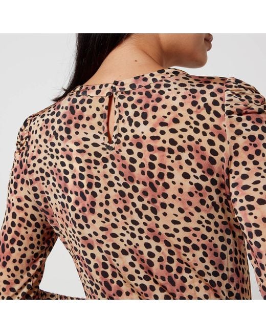 Rixo Brown Cerise Leopard-Print Jersey Midi Dress