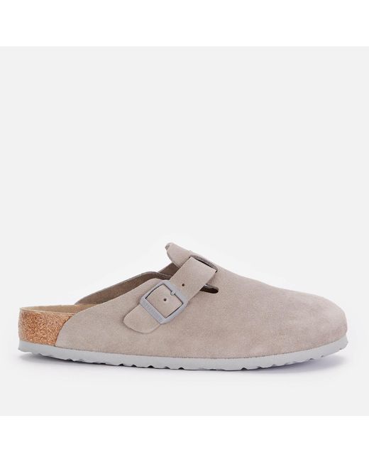 Birkenstock Gray Boston Suede Mules for men