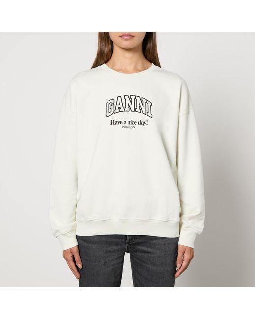 Ganni White Isoli Organic Cotton-Jersey Oversized Sweatshirt