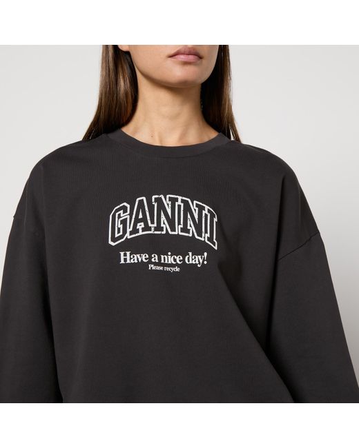 Ganni Gray Isoli Organic Cotton-Jersey Oversized Sweatshirt