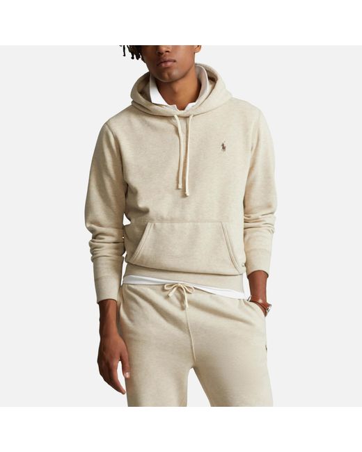 Polo Ralph Lauren Logo-embroidered Cotton-blend Jersey Hoodie in Natural  for Men | Lyst UK