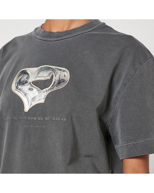 Alexander Wang Gray Logo-Print Cotton-Jersey T-Shirt