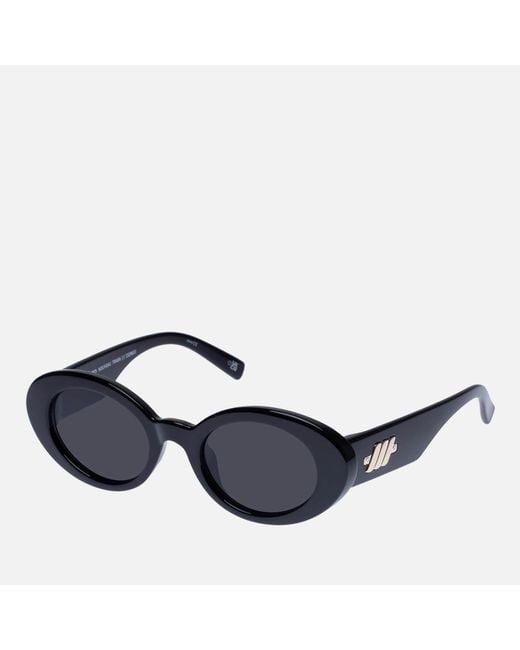 Le Specs Blue Nouveau Trash Acetate Oval-frame Sunglasses