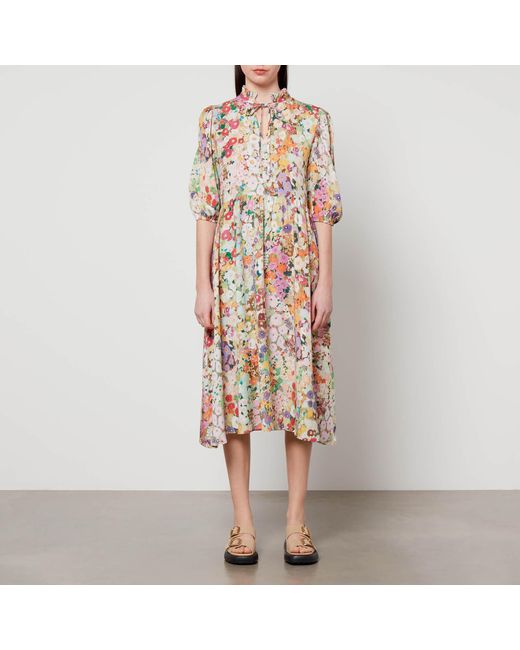 Barbour X House of Hackney Brown Balcome Floral-print Lyocell Dress