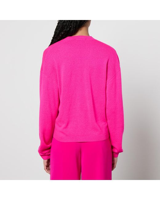 Stine Goya Pink Suanne Embellished Merino Wool-Blend Cardigan