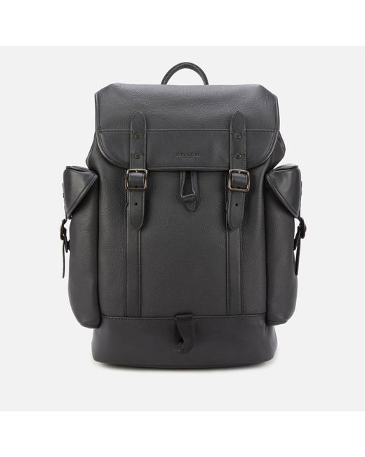 COACH Leather Hitch Backpack in Black for Men | Lyst