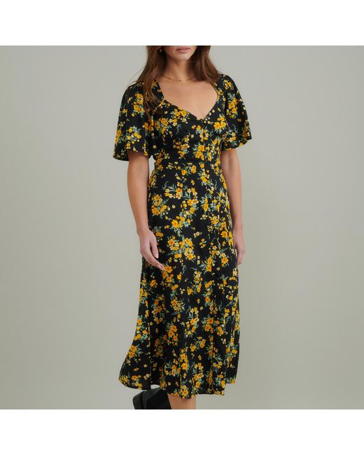 Nobody's Child Green Kimberly Floral-Print Crepe Midi Dress