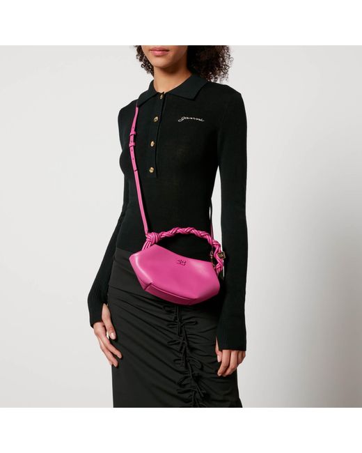 Ganni Pink Bou Mini Leather-blend Top-handle Bag