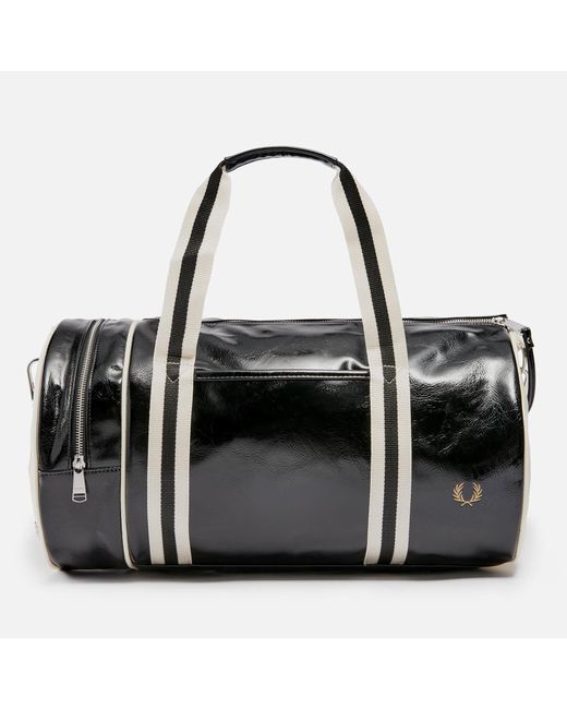 Fred Perry Black Classic Faux Patent Leather Duffle Bag for men